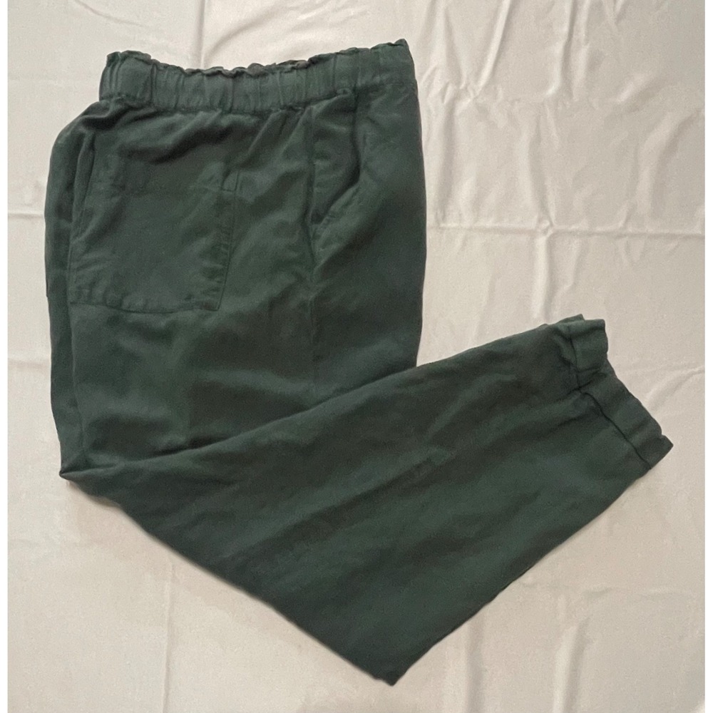 Loft Linen Blend Pants Women Medium Green‎ Elastic Waist Drawstring Style 591143